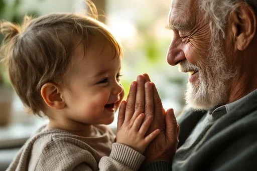 An adult and young child sharing a warm moment